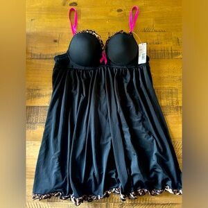 Metaphor Size Medium‎  Black With Animal Print Micro underwire bra  Chemise NWT